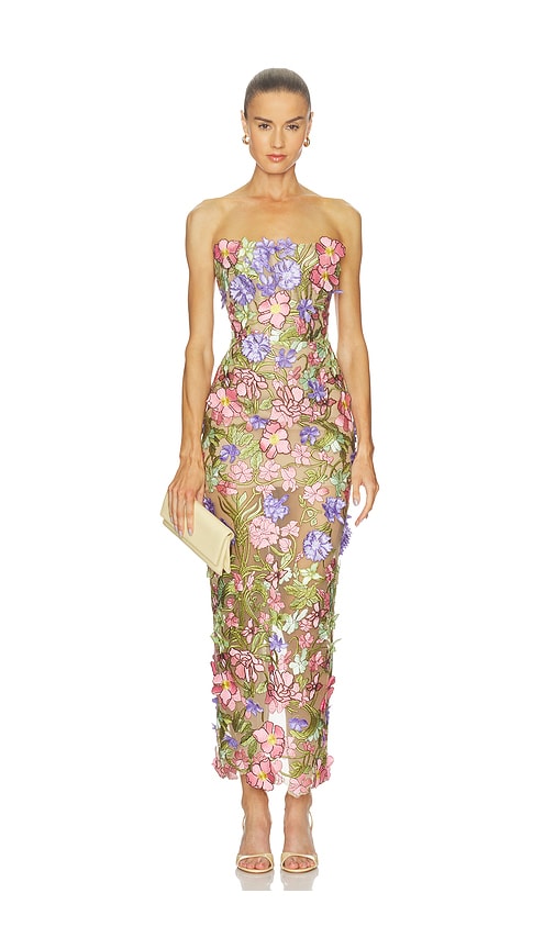 Bronx And Banco Iris Floral Maraya Strapless Ankle Dress