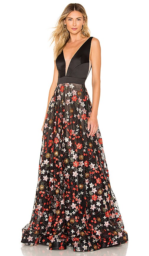 Embroidered Floral Gown