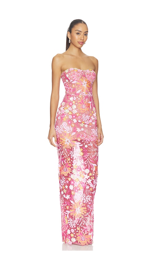 Bronx Banco Mallorca Sequin Dahlia Strapless Maxi Dress | Thumbnail 2
