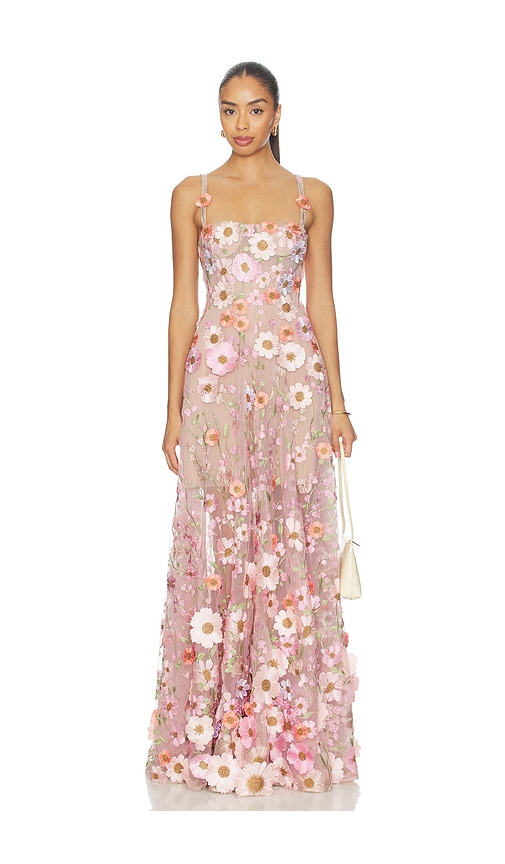 Bronx and Banco Venice 3d Floral Jasmine Maxi Gown