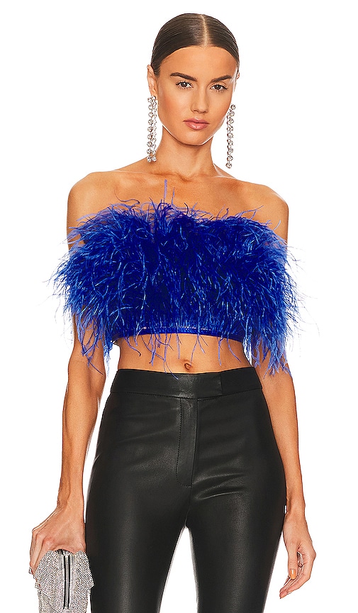 Bronx and Banco Afiya Feather Top in Cobalt