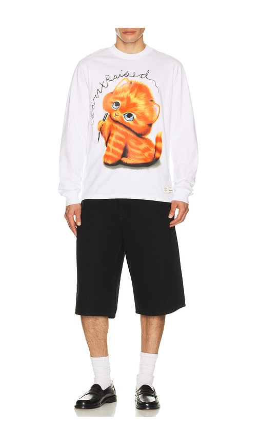  Born X Raised Langarmshirt Kitty In White. Größe S. Also In M, L. 