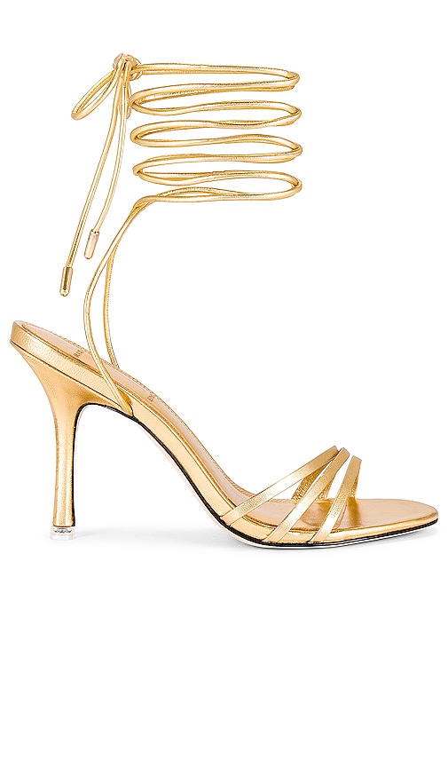 London Rebel strappy heeled sandals in gold | ASOS
