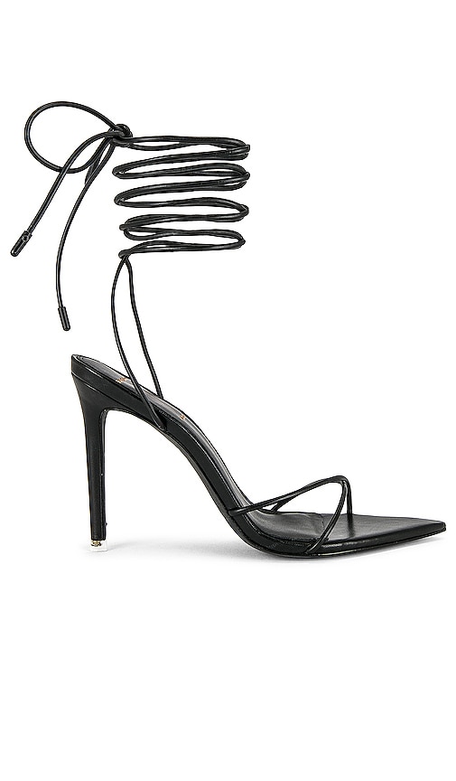 Black Suede Studio Talia Snake-embossed Ankle-wrap Sandals In Black Buffed Nappa