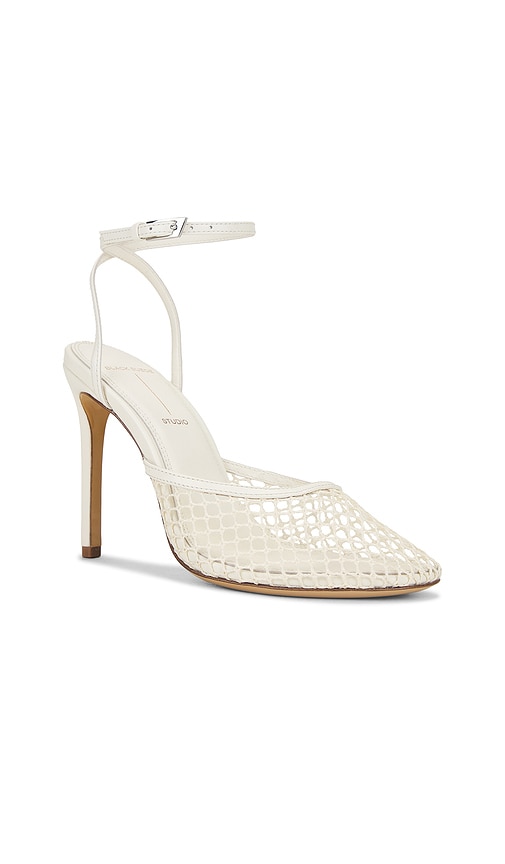 Black Suede Studio Millie 100 Heel In White