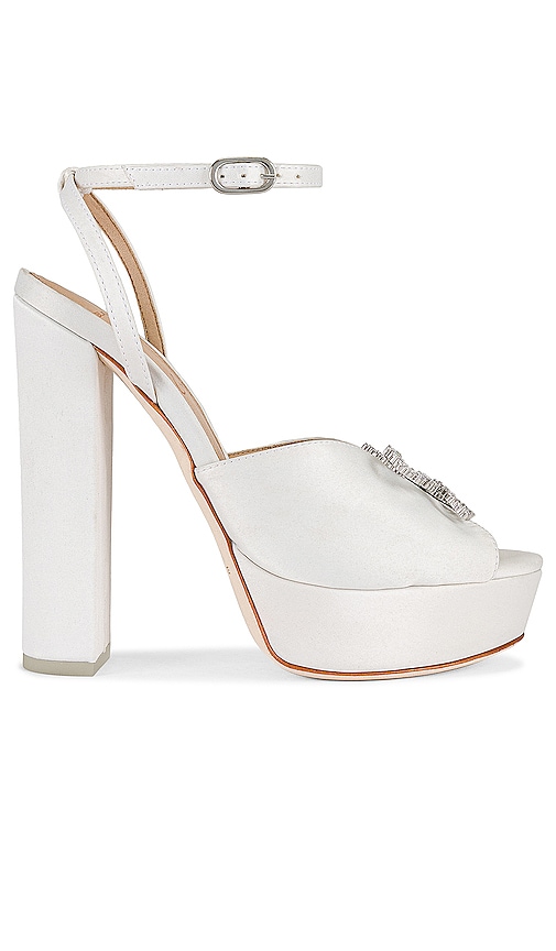 BLACK SUEDE STUDIO x Caroline Stanbury Caroline Sandal in Cream Satin