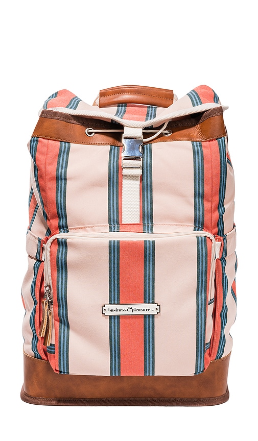 Shop Business & Pleasure Backpack Cooler In Bistro Dusty Pink Stripe