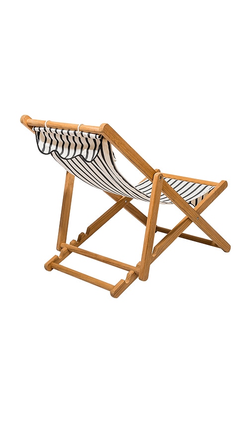 Business & Pleasure Premium Fringed Canvas Sling Chair In Monaco Black Stripe