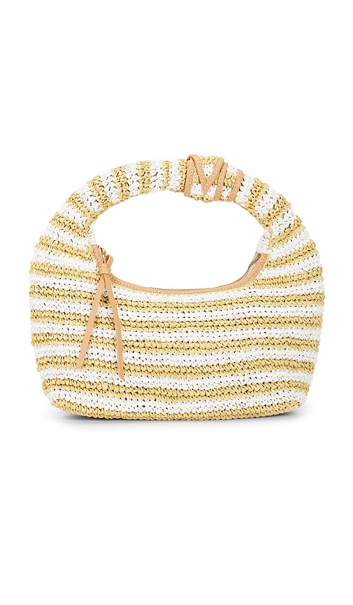 Maeve Striped Hobo Bag in White.