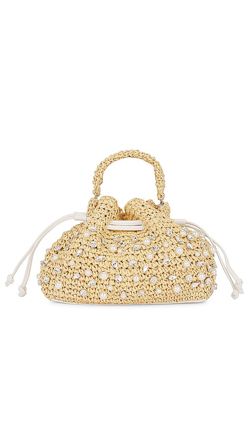 BTB Los Angeles Nia Mini Crystal Bucket Bag in Natural