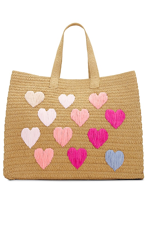 Shop Btb Los Angeles Be Mine Tote In Sand & Pink Rainbow