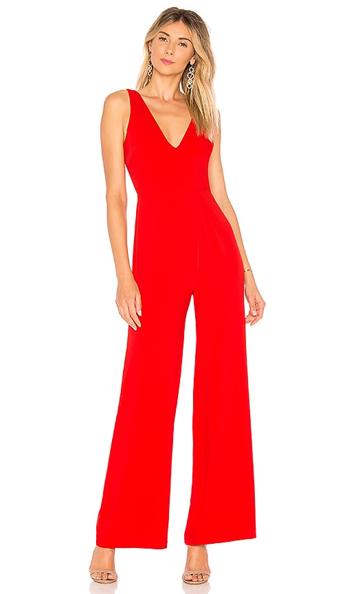 backless red jumpsuit