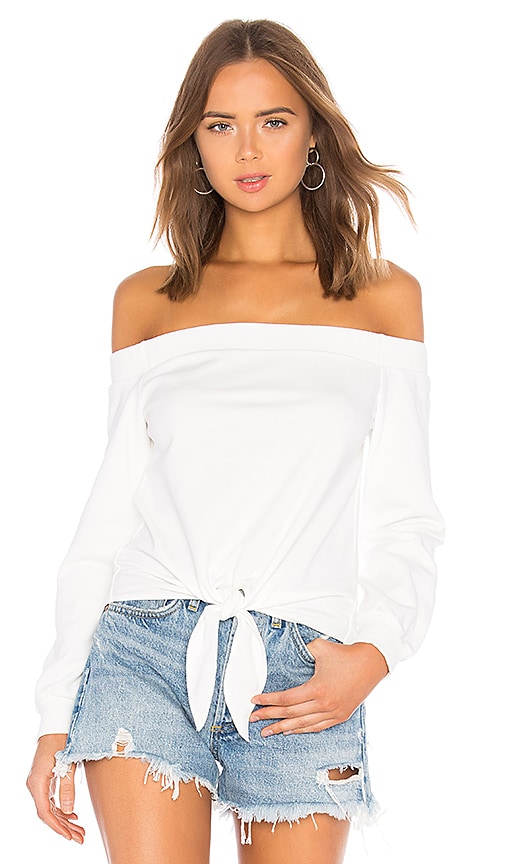 superdown Ariel Tie Front Sweatshirt in White | REVOLVE