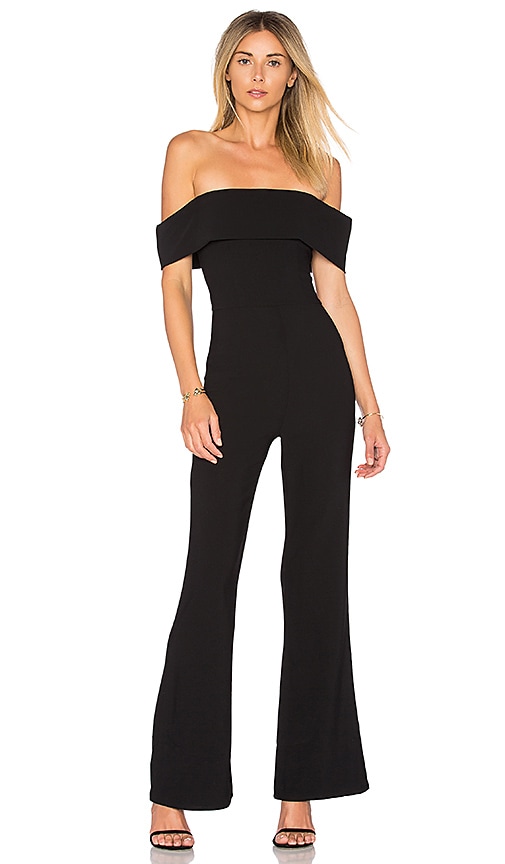 black off the shoulder jump suit