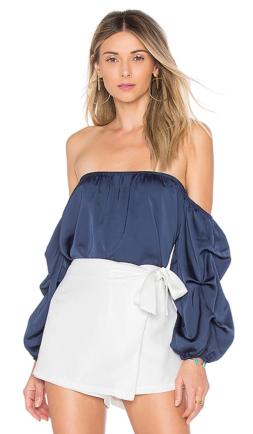 by the way. Cole Off Shoulder Blouse in Navy | REVOLVE