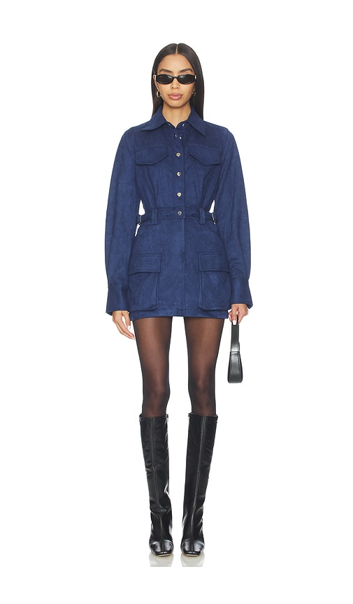 Bubish Celine Faux Suede Shirt Dress In Blue