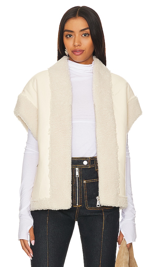 Bubish Poppy Faux Leather Vest In Ivory