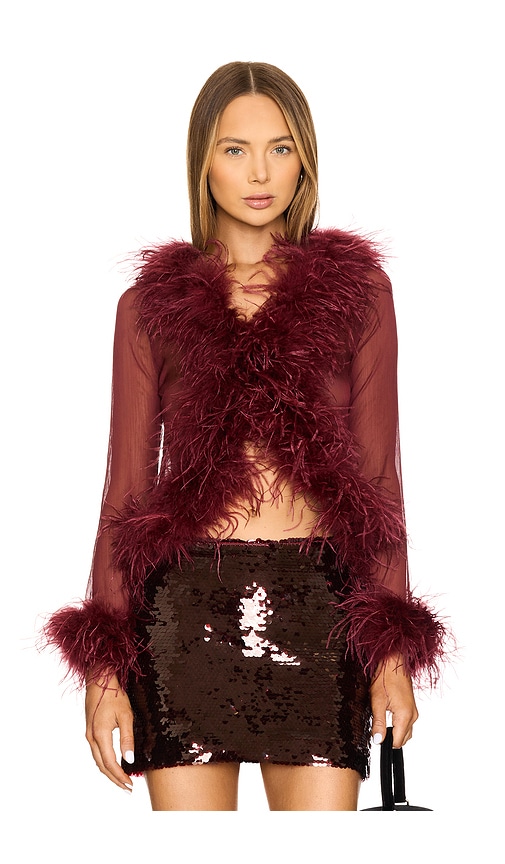 Bubish Gigi Feather Blouse in Cherry