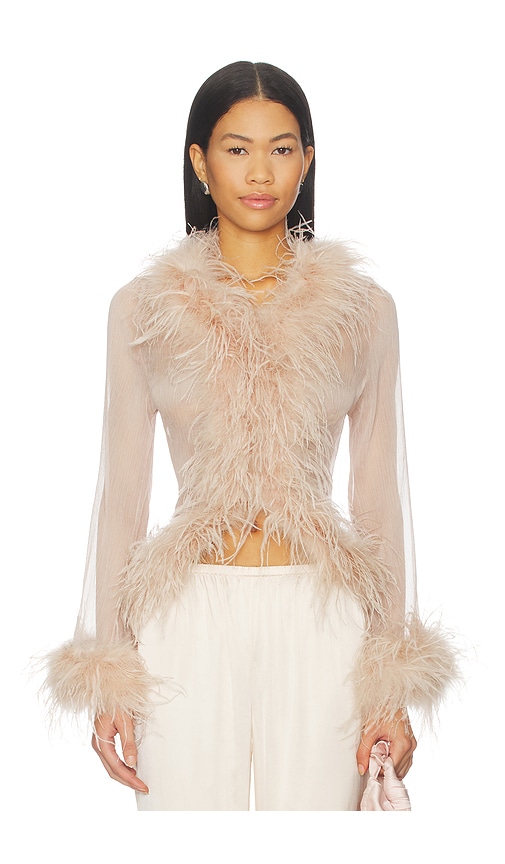 Bubish Gigi Sheer Feather Blouse In Neutral