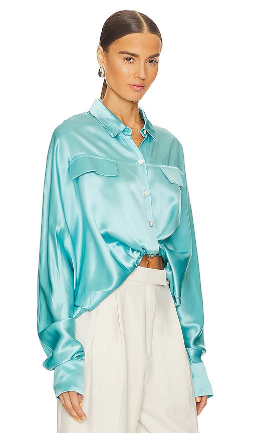 Shop Bubish Celeste Shirt Blouse In Cyan