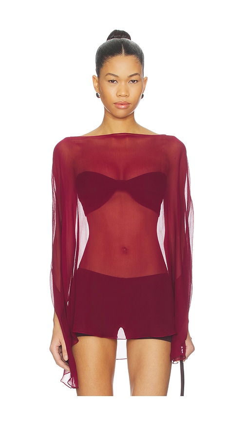 Buci Ibis Poncho Set 탑 In Burgundy