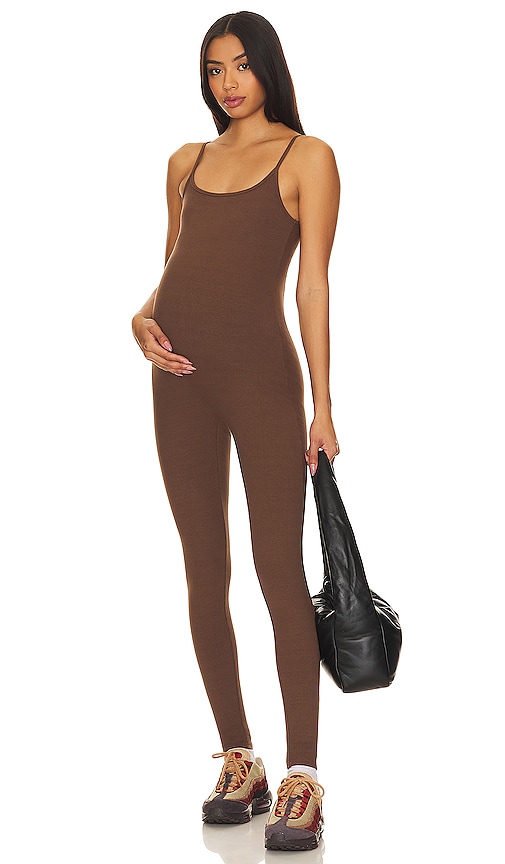 Bumpsuit Maternity The Kate Sleeveless Stretch-jersey Unitard In Chocolate