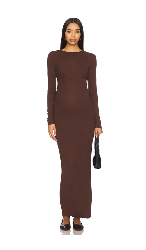 Bumpsuit Soft Rib Maxi Dress In Brown