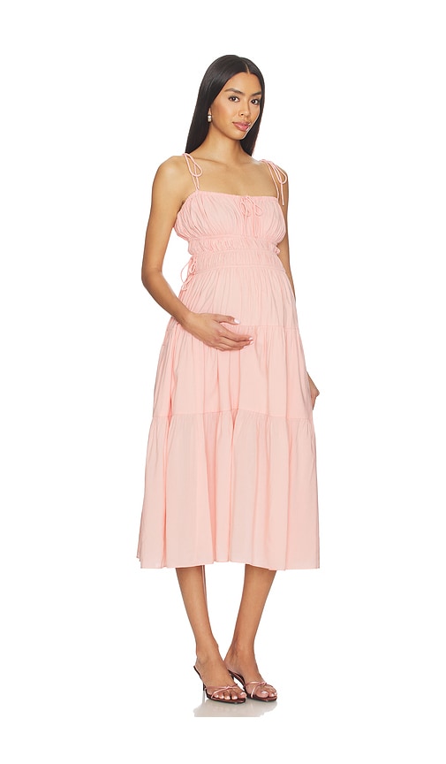Bumpsuit Shirred Midi Poplin Dress In Pink