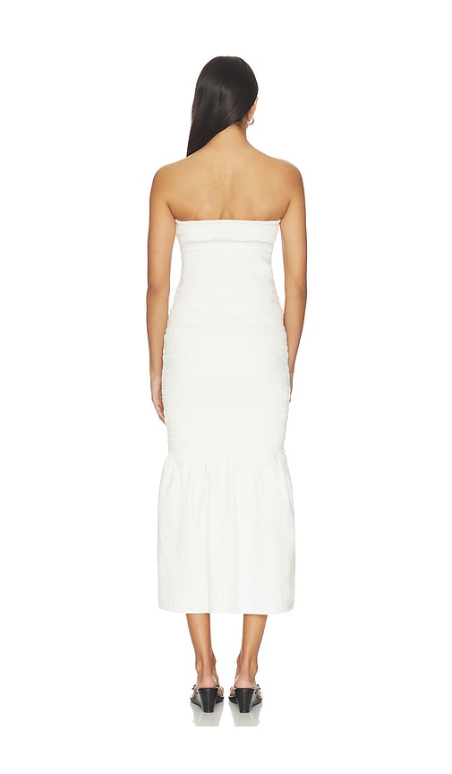  Bumpsuit Midi-kleid Denim Smocked In White. Größe Xs. Also In S, M, L, Xl. 