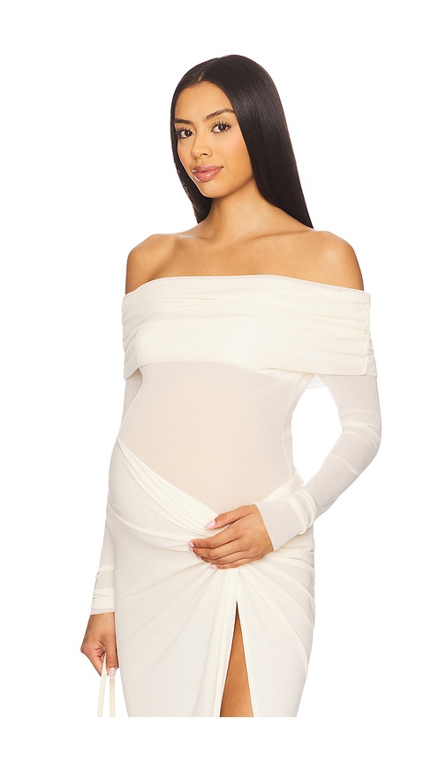 Off The Shoulder Mesh Top in Ivory. - size XS (also in S)