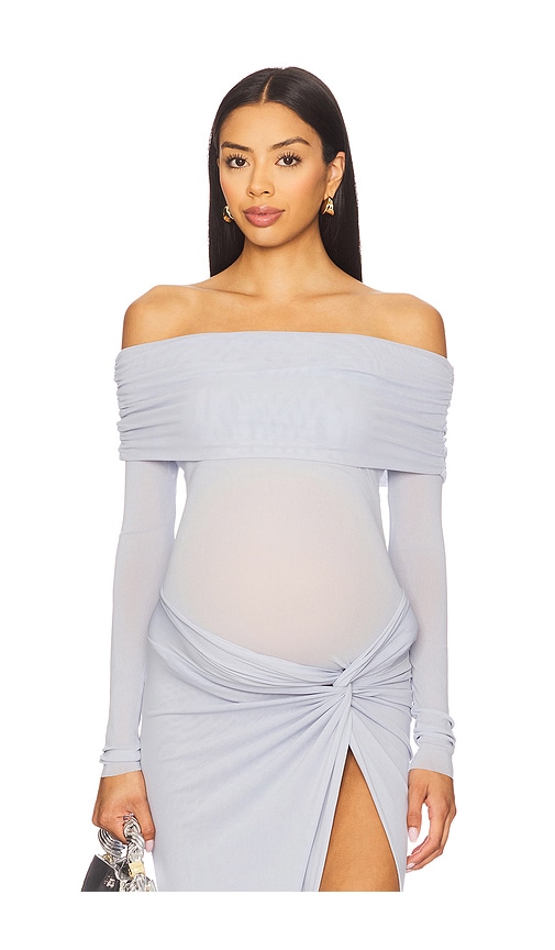 Off The Shoulder Mesh Top in Blue. - size XS (also in S)