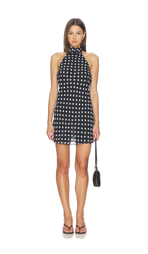 slim fit dress slacks Berylove Women Chiffon Halter Graduation Dress Black White Polka Dot A Line Holiday Dress, Black White Dot / Custom main image 0