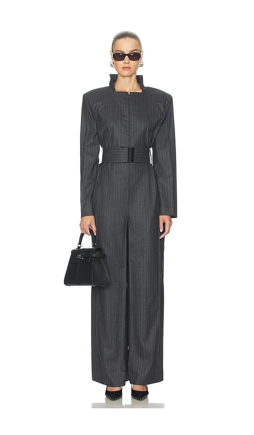 Bevza Pinstriped Jumpsuit In Gray