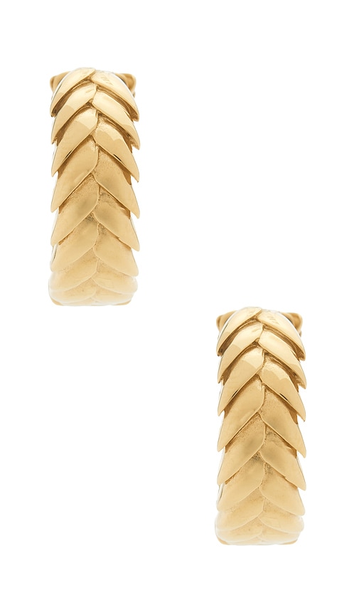  Bevza Spikelet Hoops In Metallic Gold. 