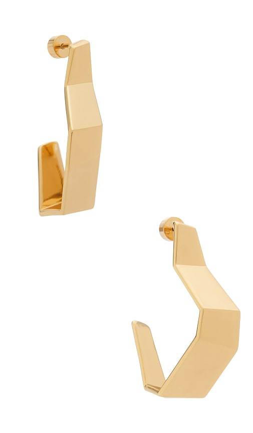 Bevza Broken Shape Earrings in Metallic Gold.