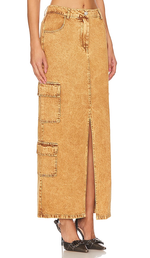Shop By.dyln Tate Maxi Skirt In Brown Acid Wash