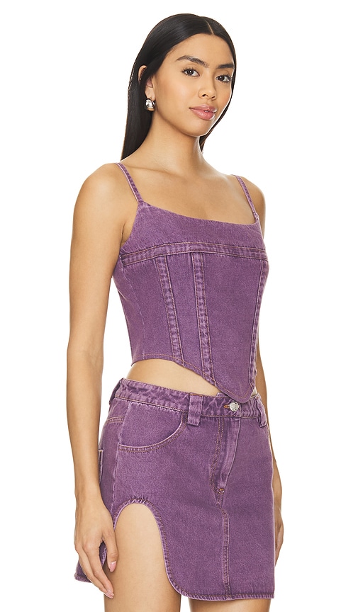 Shop By.dyln Montana Corset In Purple Acid Wash