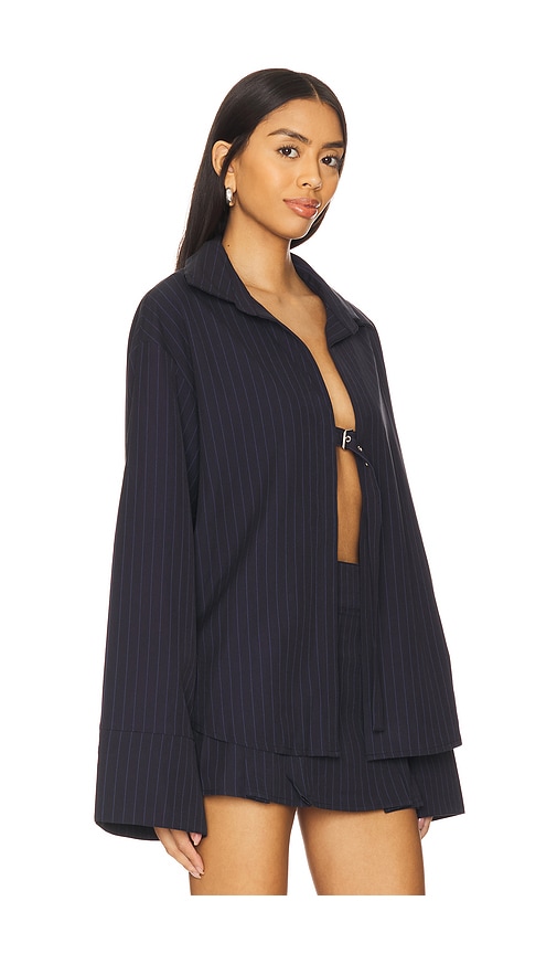 By.dyln Andi Shirt In Navy Pinstripe