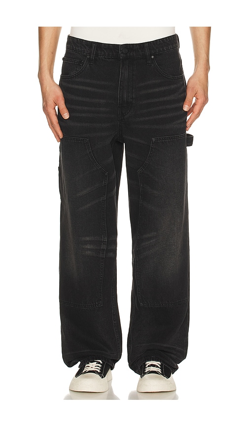 Babylon Double Knee Denim Pants In Black