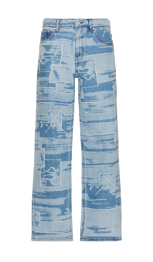 5 Pocket Laser Printed Patched Pants in Blue. - size 31 (also in 29, 30)