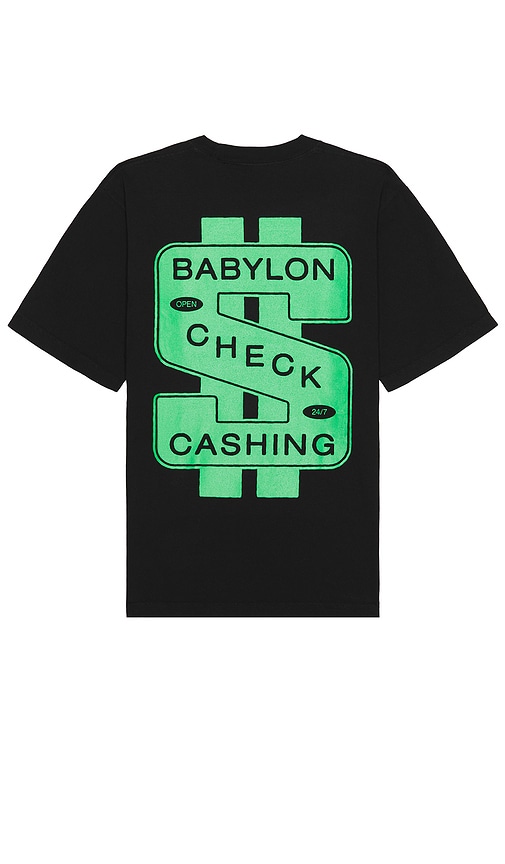 Shop Babylon Check Cashing T-shirt In 黑色