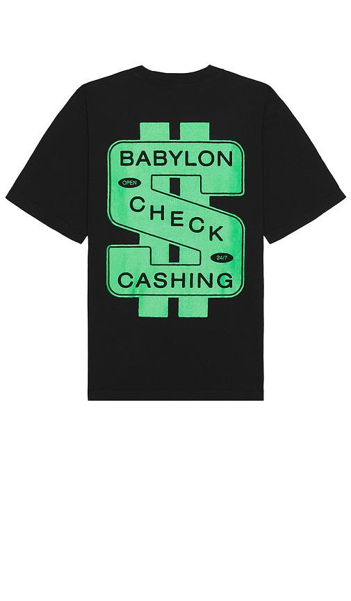 Shop Babylon Check Cashing T-shirt In 黑色