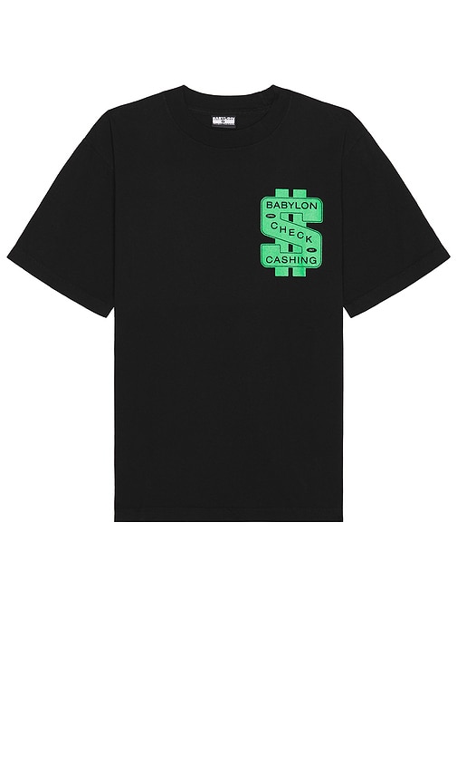 Shop Babylon Check Cashing T-shirt In 黑色