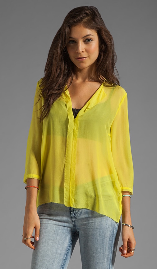 By Malene Birger Airy Silk Linean Blouse in Neon Yellow