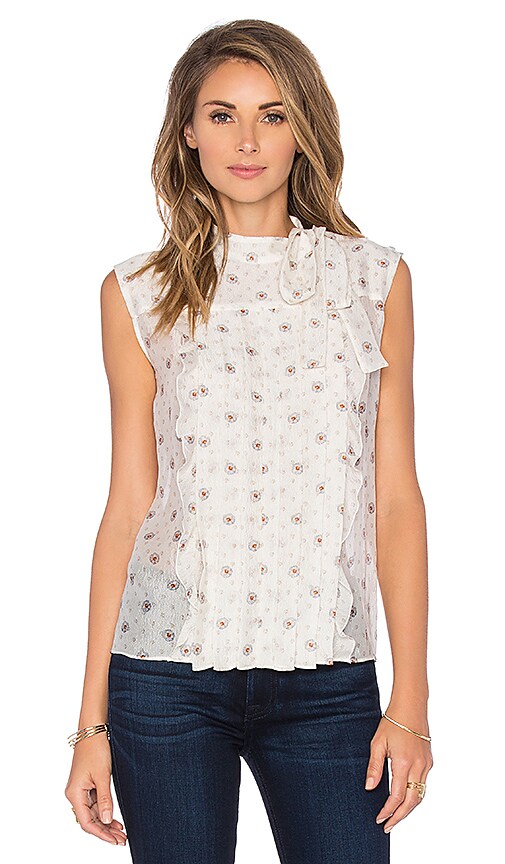 cacharel Tie Neck Tank in Denim Floral REVOLVE