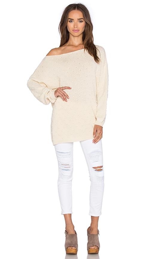 cream off the shoulder sweater