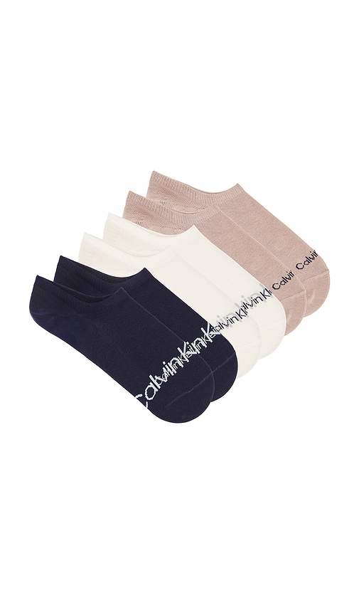 Shop Calvin Klein 3 Pack Organic Cotton Liner Socks In 混褐色