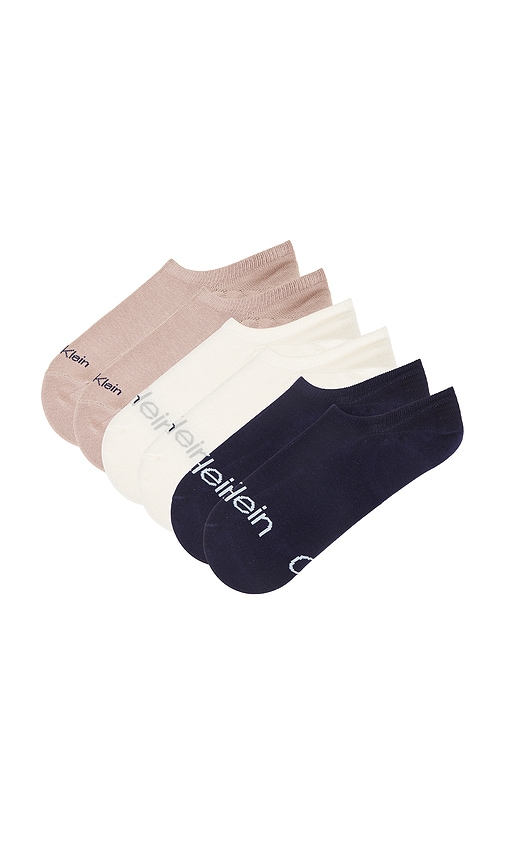 Shop Calvin Klein 3 Pack Organic Cotton Liner Socks In 混褐色