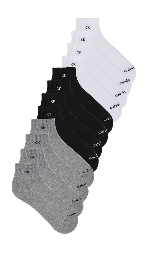 Shop Calvin Klein 6 Pack Basic Cushion Quarter Socks In 그레이