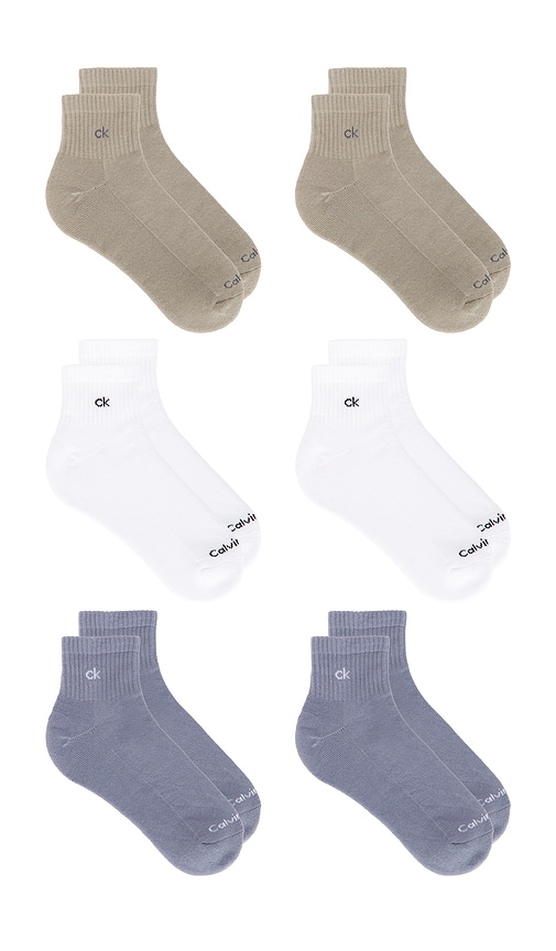 6 Pack Basic Cushion Quarter Socks in White.